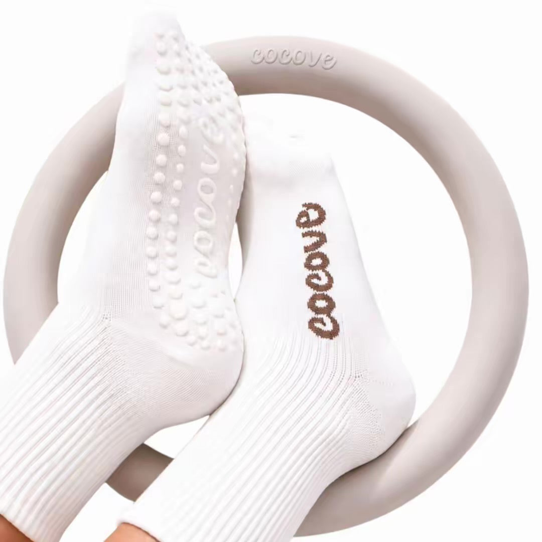 Cocove ivory Pilates grip socks lifestyle